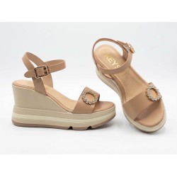 KEYS K12120 Sandali Donna Con Zeppa Alta Cuoio 2