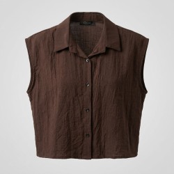CHIKA GIRL 20812 Camicia Donna Corta Giromanica Marrone