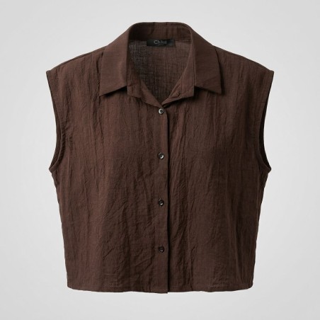 CHIKA GIRL 20812 Camicia Donna Corta Giromanica Marrone