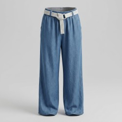 CHIKA GIRL 252622 Pantalone Donna Jeans a Palazzo Con Cintura Jeans