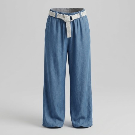 CHIKA GIRL 252622 Pantalone Donna Jeans a Palazzo Con Cintura Jeans