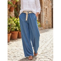 CHIKA GIRL 252622 Pantalone Donna Jeans a Palazzo Con Cintura Jeans 2