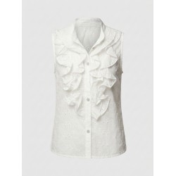 CHIKA GIRL 916405 Camicia Donna Giromanica In Pizzo San Gallo Con Rouge Bianco