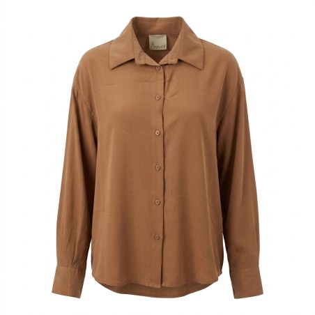 LINDA'S LINC432 Camicia Donna Manica Lunga Marrone