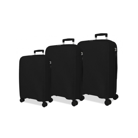 Roll Road ORBIT 5499421 Set 3 Trolley Grande Medio Cabina 4 Ruote Rigido Black