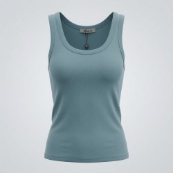 KITANA KIT2400 Canotta Donna Giromanica Azzurro