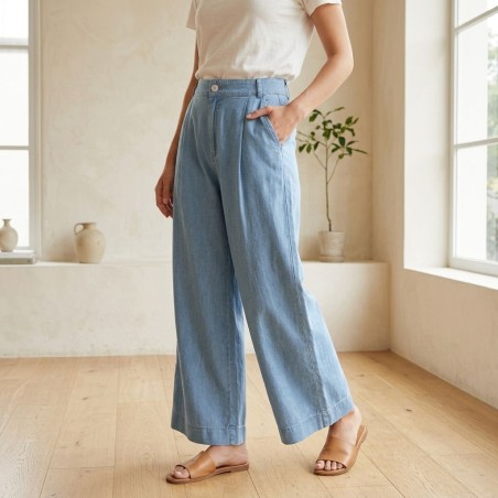 MARTINA KRAY 4811 Pantalone Donna Cropped Blu Chiaro