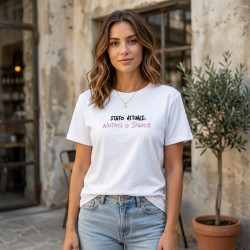 MARTINA KRAY 100-129 T-Shirt Donna Con Scritta AIUTACI O SIGNOR Ricamata Bianco Rosa