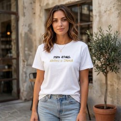 MARTINA KRAY 100-129 T-Shirt Donna Con Scritta AIUTACI O SIGNOR Ricamata Bianco Giallo