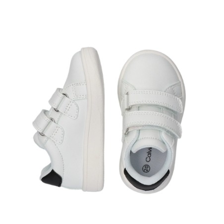 Calvin Klein V1X9 Sneakers Bambino Con Doppio Strappo Bianco/Nero/Latte