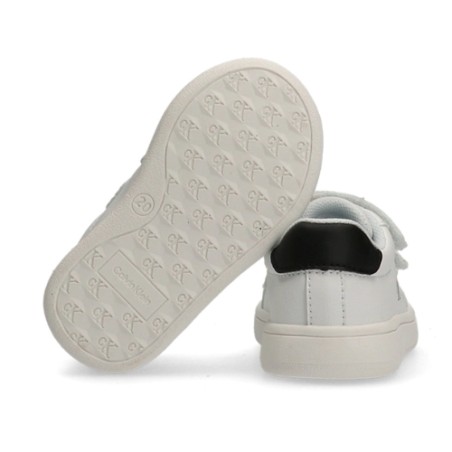Calvin Klein V1X9 Sneakers Bambino Con Doppio Strappo Bianco/Nero/Latte