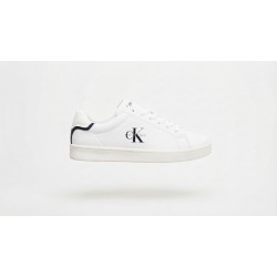 Calvin Klein V3X9 Sneakers Ragazzo/a Stringate Con Logo Laterale Bianco/Nero/Latte