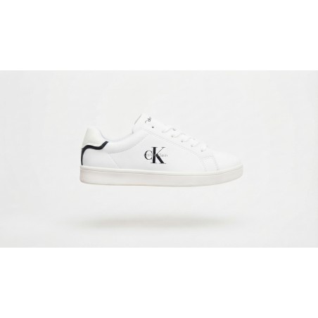 Calvin Klein V3X9 Sneakers Ragazzo/a Stringate Con Logo Laterale Bianco/Nero/Latte