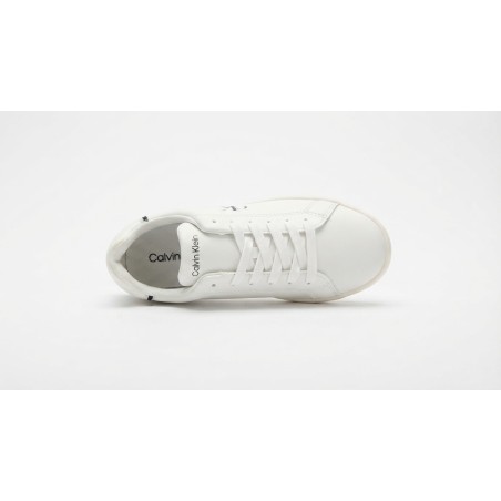 Calvin Klein V3X9 Sneakers Ragazzo/a Stringate Con Logo Laterale Bianco/Nero/Latte