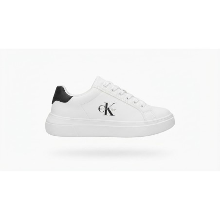 Calvin Klein V3X9 Sneakers Ragazzo Stringate Con Logo Laterale Bianco/Nero