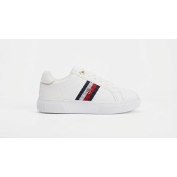 Tommy Hilfiger T3A9 Sneakers Bambino/a Stringate Con Logo Laterale Bianco