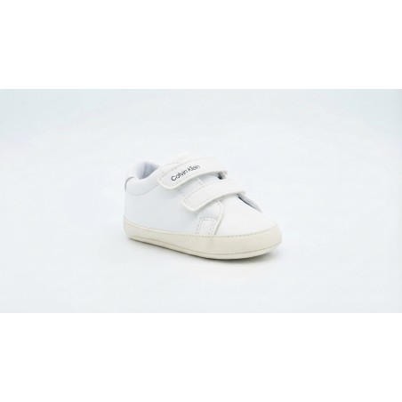 Calvin Klein V0B9 Sneakers Neonato Con Doppio Strappo Bianco/Nero/Latte