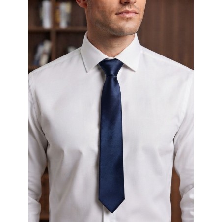 GC LUXURY Cravatta Uomo Slim In Raso Blu 