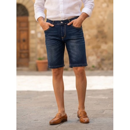 GC LUXURY PISA 004 Bermuda Jeans Uomo 5 Tasche Slim Blu Jeans