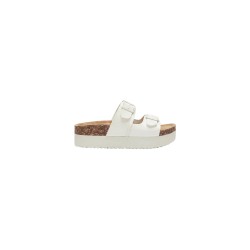 Nazareno Gabrielli 0073 Sandalo Ciabatta Donna Con Fibbia Regolabile Bianco-Beige