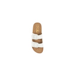 Nazareno Gabrielli 0073 Sandalo Ciabatta Donna Con Fibbia Regolabile Bianco-Beige 2