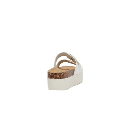 Nazareno Gabrielli 0073 Sandalo Ciabatta Donna Con Fibbia Regolabile Bianco-Beige