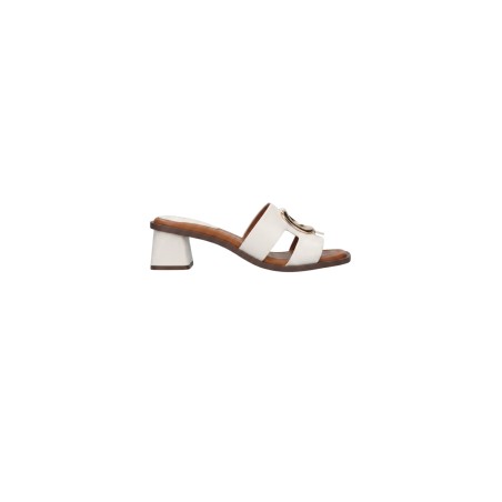 MNG 4722 Sandalo Ciabatta Donna Con Tacco Off White