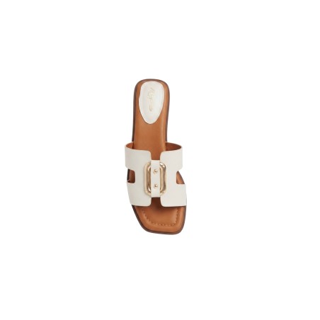 MNG 4722 Sandalo Ciabatta Donna Con Tacco Off White
