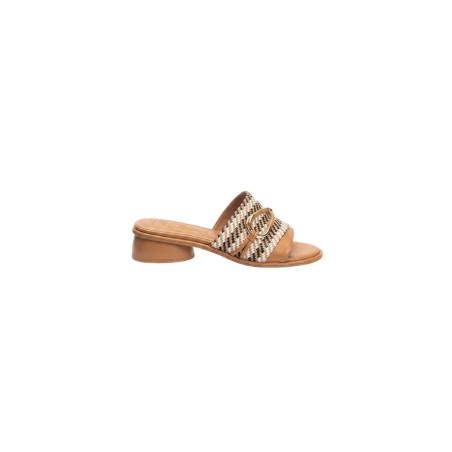 Nazareno Gabrielli 3134 Sandalo Ciabatta Donna In Raffia Camel