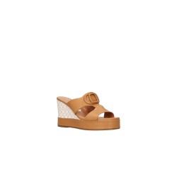 Nazareno Gabrielli 7317 Sandalo Ciabatta Donna Zeppa Camel