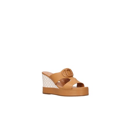 Nazareno Gabrielli 7317 Sandalo Ciabatta Donna Zeppa Camel