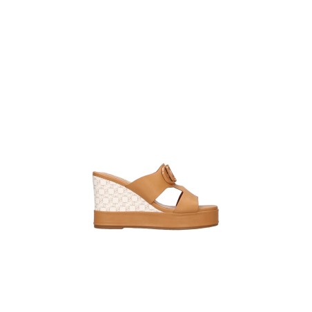 Nazareno Gabrielli 7317 Sandalo Ciabatta Donna Zeppa Camel