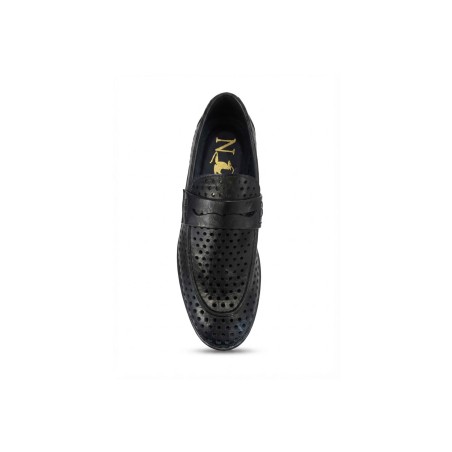 Nazareno Gabrielli U703 Mocassino Traforato Uomo Nero