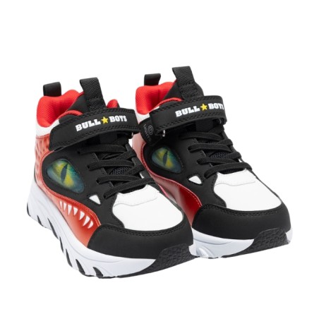 Bull Boys  DNAL5287A00 OCCHIOSAURO Sneakers Bambino Con Strappo e Lacci Elastici Rosso-Bianco-Nero