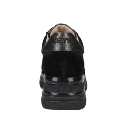 KEYS K-11220 PREMIUM Sneakers Donna Zeppa Con Zip Laterale Stringate Nero-Piombo