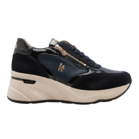 KEYS K-13341 ROSY Sneakers Donna Zeppa Con Zip Laterale Stringate Blu
