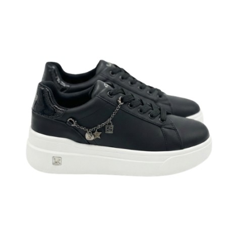Paciotti 4US 4BX260 Sneakers Donna Platform Stringate Con Accessorio Laterale Nero