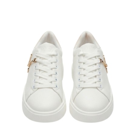 Paciotti 4US 4BX260 Sneakers Donna Platform Stringate Con Accessorio Laterale Bianco-Beige