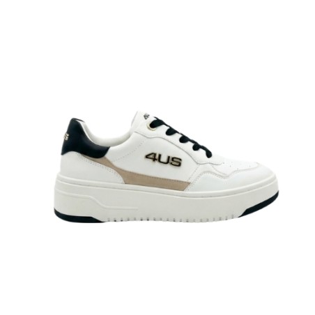 Paciotti 4US 4BX260 Sneakers Donna Platform Stringate Con Logo Laterale Bianco-Nero