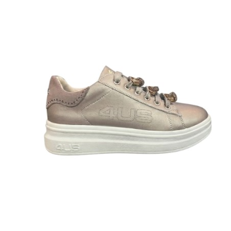 Paciotti 4US 4BX251 Sneakers Donna Platform Stringate Con Accessorio Oro