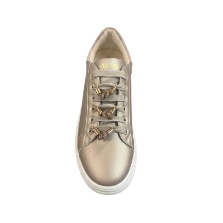 Paciotti 4US 4BX251 Sneakers Donna Platform Stringate Con Accessorio Oro