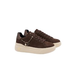 Paciotti 4US 4BX260 Sneakers Donna Platform Stringate Con Accessorio Laterale Marrone