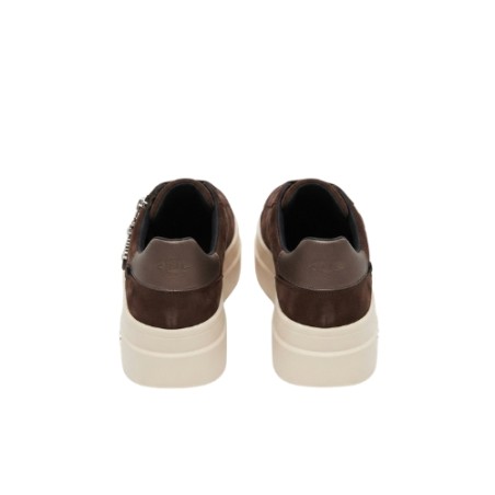 Paciotti 4US 4BX260 Sneakers Donna Platform Stringate Con Accessorio Laterale Marrone