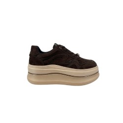 Paciotti 4US 4BX261 Sneakers Donna Platform Stringate Con Accessorio Brown