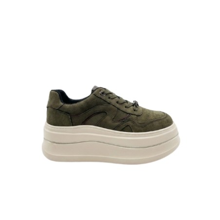 Paciotti 4US 4BX261 Sneakers Donna Platform Stringate Con Accessorio Green