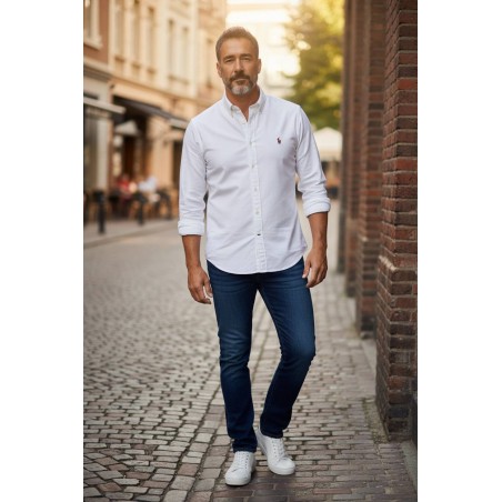 Ralph Lauren Polo OXFORD Camicia Uomo Slim-Fit  Bianco