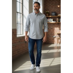 Ralph Lauren Polo OXFORD Camicia Uomo Slim-Fit Grigio 2
