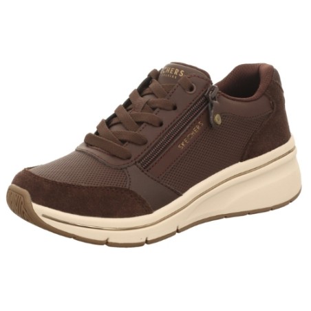SKECHERS 190370 BILLION FLEX LUXE UP Sneakers Donna Zeppa Con Zip Laterale Choc