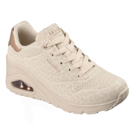 SKECHERS 177521 UNO WEDGE SAFARI DAZE Sneakers Donna Con zeppa Stringate Off White
