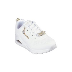 Skechers 310562L UNO GEN1-TRENDY JEWELS Sneakers Ragazza Stringate Con Accessorio White/Gold 2
